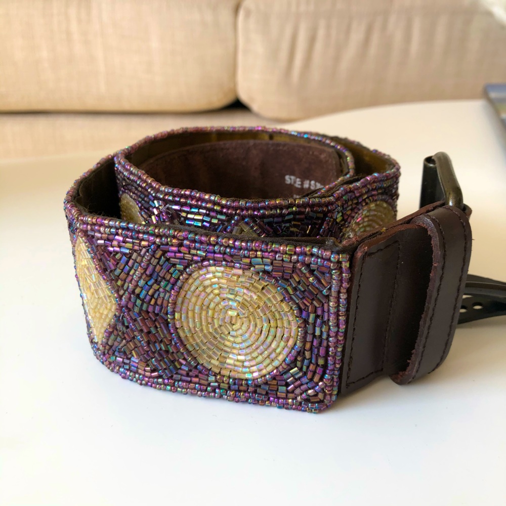 Steven by Steve Madden Beaded Leather Belt NWT S
